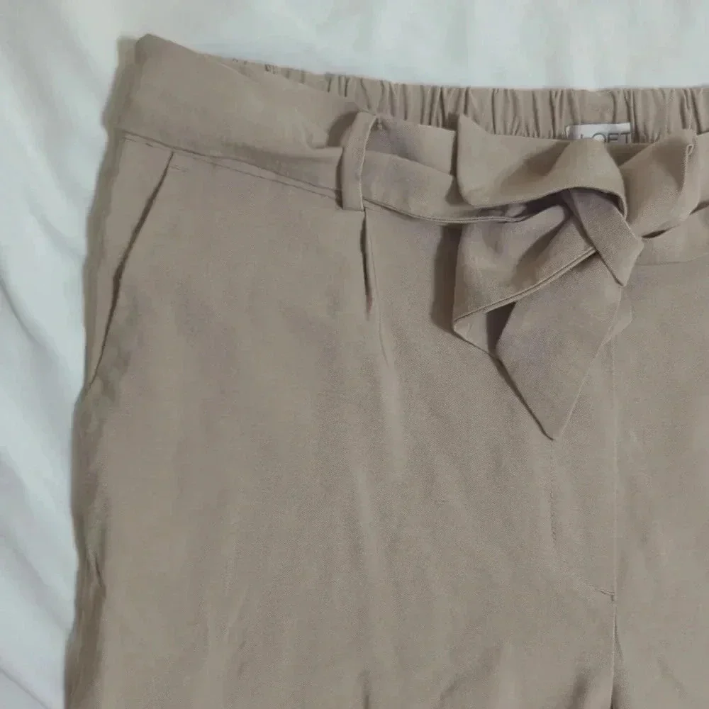 LOFT Petites Belted Gaucho Pants, Color Tan Size LP